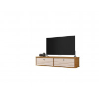 Manhattan Comfort 227BMC21 Liberty 42.28 Mid-Century Modern Floating Entertainment Center with 2 Shelves in Cinnamon and Off White